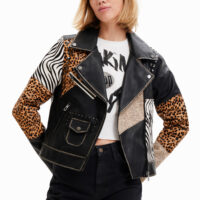 Animal print biker jacket