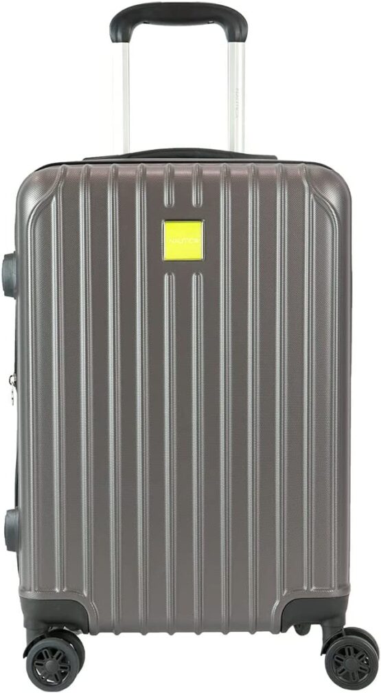 Nautica Quest Hardside Spinner Luggage, Gris/Anaranjado, Carry-On 21-Inch, Quest Hardside Spinner Luggage
