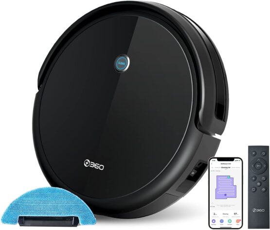 Robot Aspiradora + 360 C50 y fregona, 2600 Pa, Limpieza Zigzag, Limpieza programada, Edge, Spot, Limpieza Profunda, Funciona con Alexa y Google Assistant, Negro