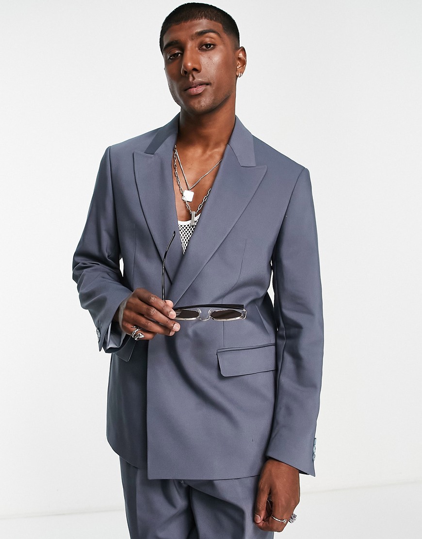 Viggo lavoi relaxed concealed suit blazer in blue