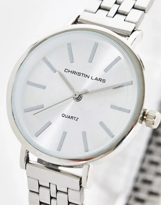 Christin Lars watch and earring gift set in silver - Imagen 2