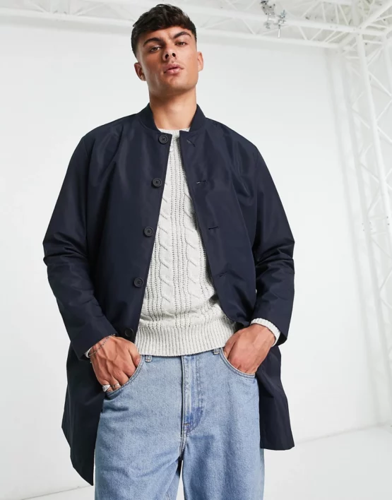 Selected Homme longline coat in navy