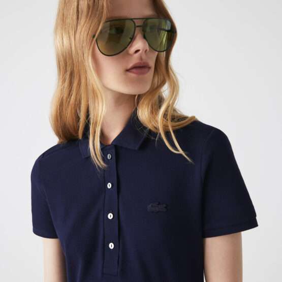 Vestido polo en piqué de algodón stretch para mujer - Imagen 2