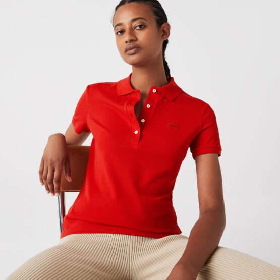 Polo Lacoste en piqué de algodón stretch para mujer