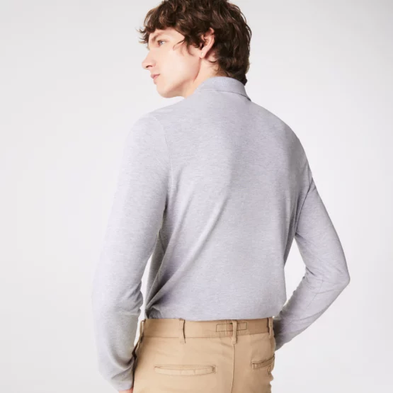 Polo de manga larga en piqué de algodón elástico Smart Paris - Imagen 3