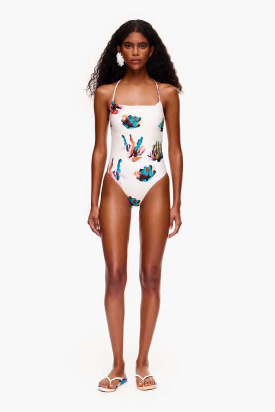 BAÑADOR PRINT CORAL MARFIL
