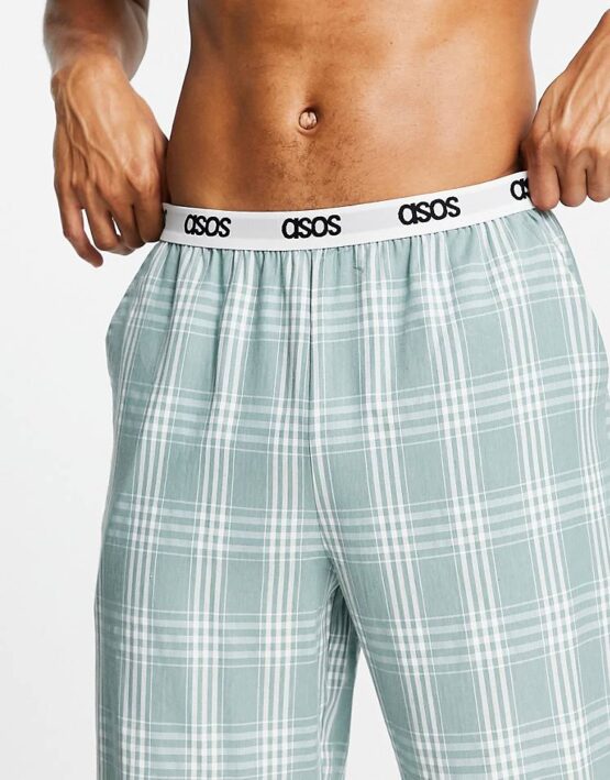 ASOS DESIGN woven lounge bottom with check print - Imagen 2