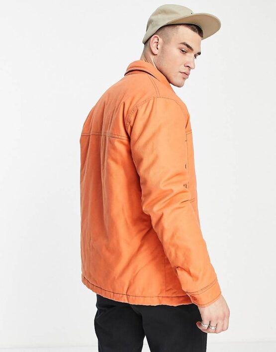 Topman padded coach jacket with contrast stitching in orange - Imagen 3