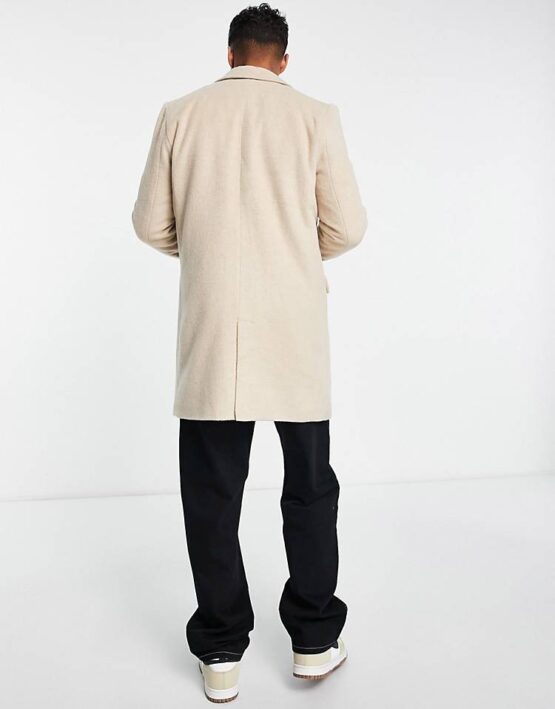 Another Influence wool mix overcoat in stone - Imagen 2