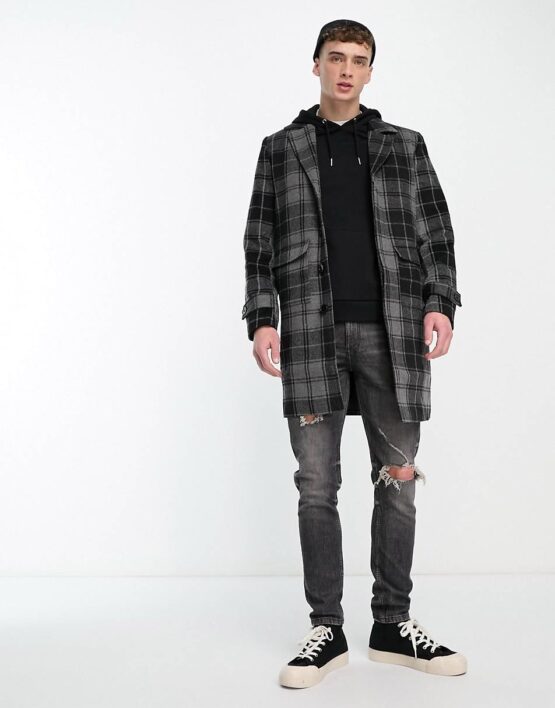 Bolongaro Trevor utility pocket duster in black plaid - Imagen 2