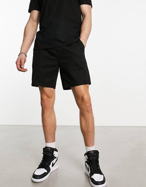 ASOS DESIGN 2 pack slim chino shorts in mid length in gray and black - Imagen 2