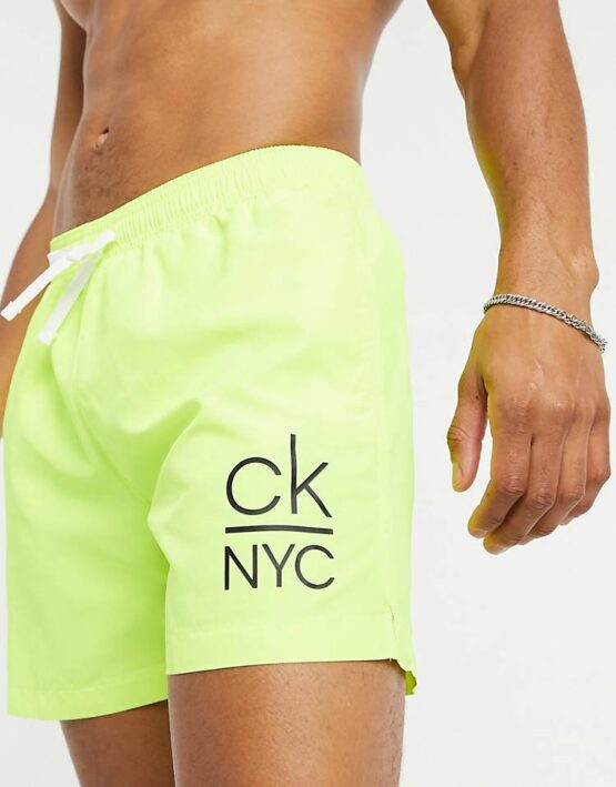 Calvin Klein medium length swim trunks in yellow - Imagen 2