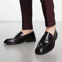 Walk London Oliver loafers in burgundy hi shine leather