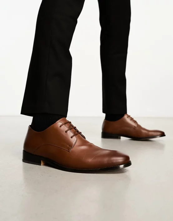 French Connection formal leather derby lace up shoes in tan