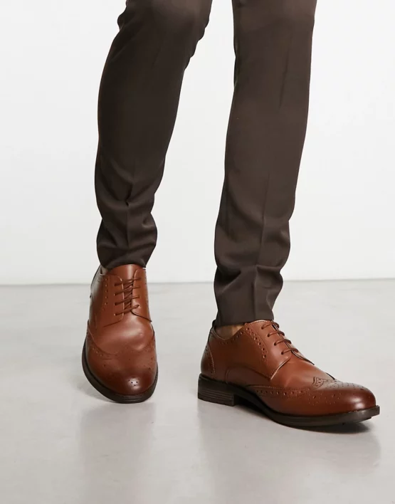French Connection formal leather brogues tan