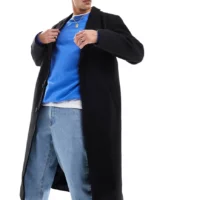 ASOS DESIGN relaxed wool look overcoat in black