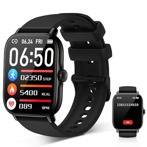 Reloj Inteligente Deportivo para Mujer y Hombre,Pantalla TFT FullView 1.91",Smartwatch Llamadas Impermeable,Pulsera Actividad Con Pulsómetro y Presión Arterial,GPS,Bluetooth,para Android iOS (Negro)