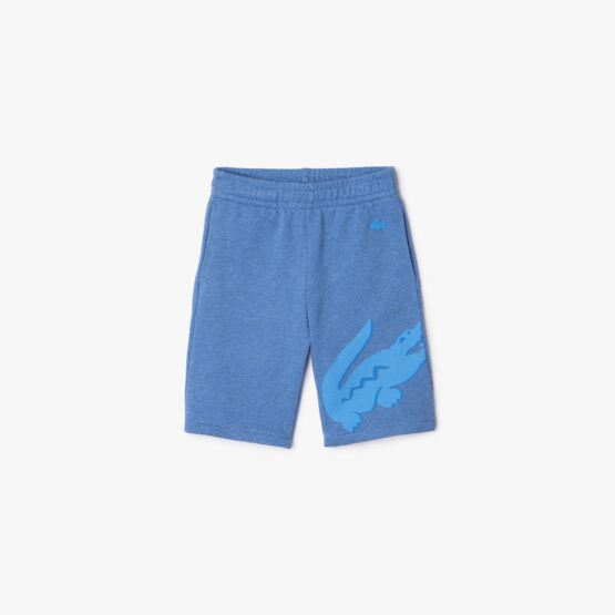 Lacoste Shorts de niño extragrandes en algodón orgánico jaspeado con estampado de cocodrilo