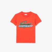Lacoste Playera para niño de punto de algodón con estampado a contraste