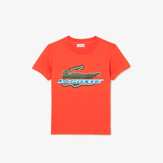 Lacoste Playera para niño de punto de algodón con estampado a contraste