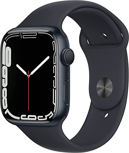 Apple Watch Series 7 (GPS, caja de aluminio medianoche de 45 mm) con correa deportiva medianoche, regular (renovado)