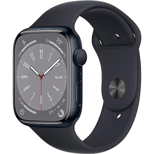 Apple Watch Series 8 GPS, 45mm - Funda de Aluminio Medianoche con Correa Deportiva Medianoche, M/L (Reacondicionado) (Versión de USA)