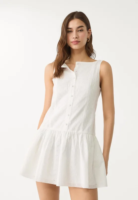 Vestido corto bordados botones - Imagen 3