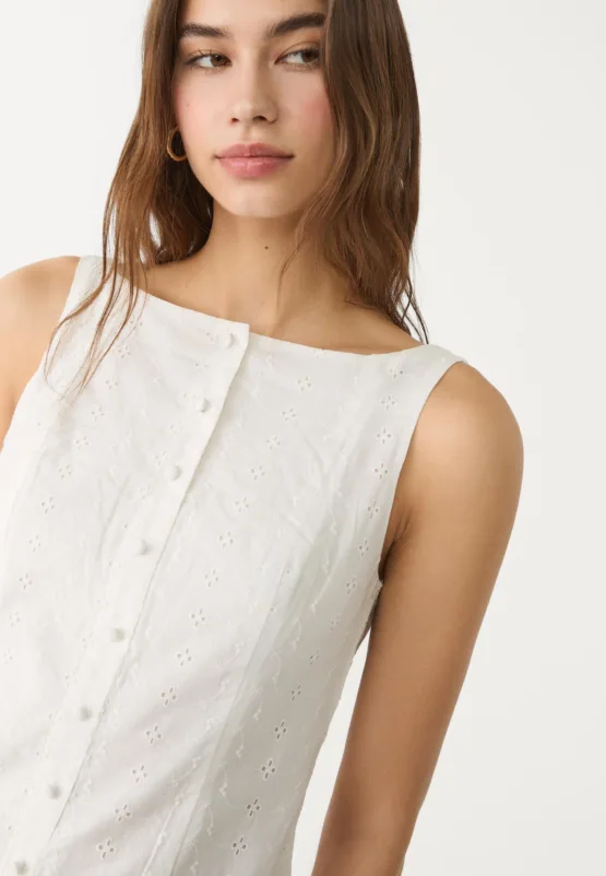 Vestido corto bordados botones - Imagen 4