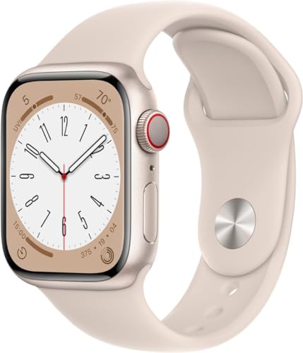 Apple Watch Series 8 (GPS + Cellular, 41MM) - Caja de Aluminio Starlight con Correa Deportiva Starlight - M/L (Reacondicionado)