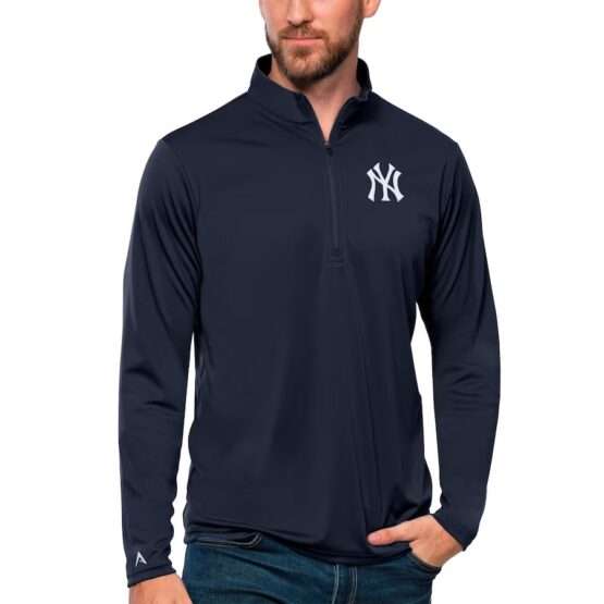 Men's New York Yankees Antigua Navy Tribute Quarter-Zip Pullover Top
