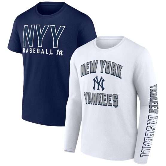 Men's New York Yankees Fanatics Branded Navy/White Two-Pack Combo T-Shirt Set