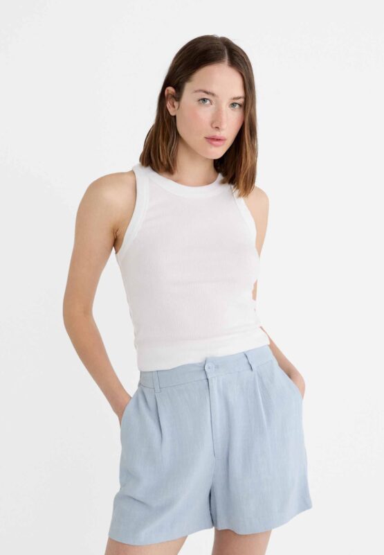 SHORT FLUIDO PLIEGUES CON LINO - Imagen 3