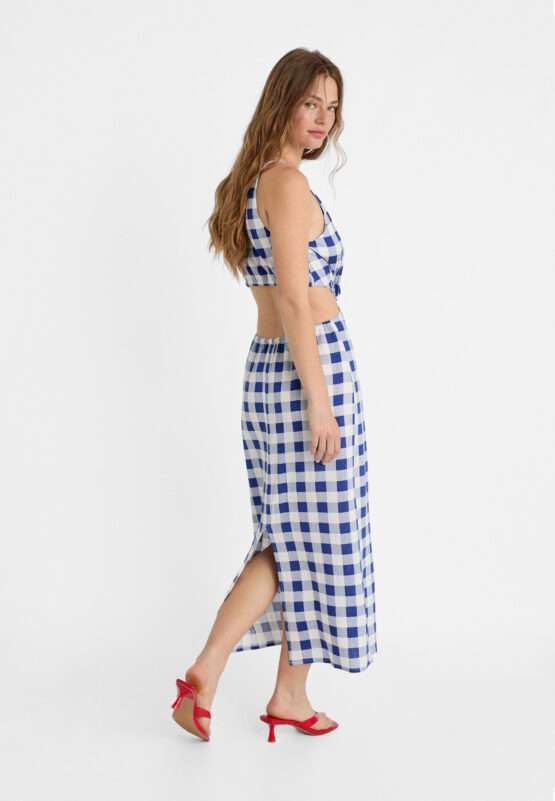 VESTIDO MIDI CUT OUT CUADROS - Imagen 3