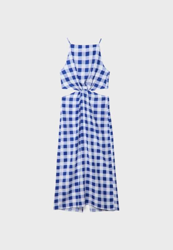 VESTIDO MIDI CUT OUT CUADROS - Imagen 4