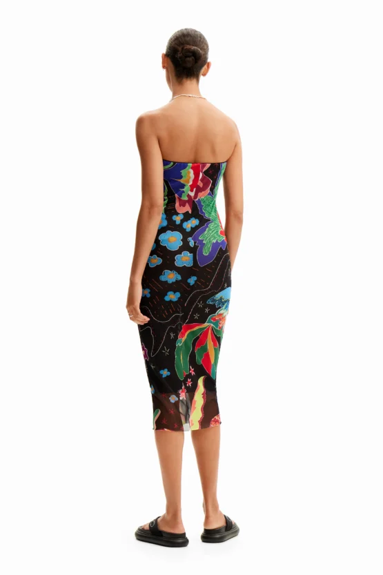 Jungle design bandeau midi dress - Imagen 4