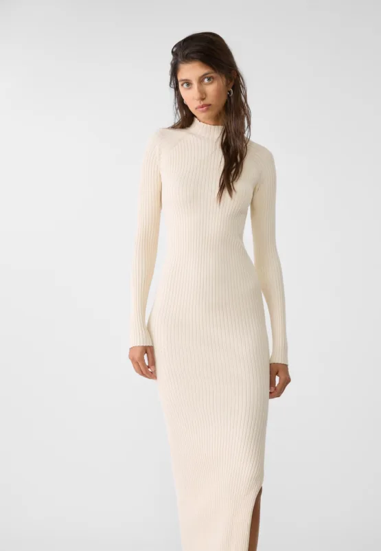 Vestido punto cuello subido Stradivarius - Imagen 2