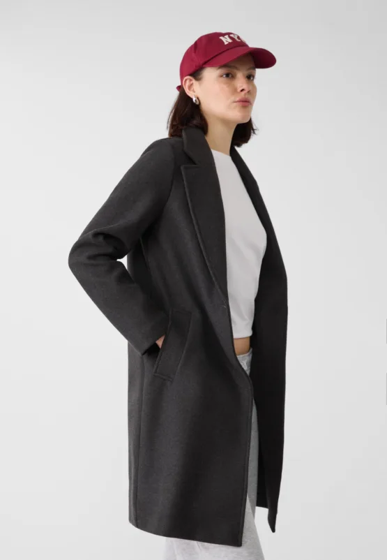 Abrigo midi punto gris oxford Stradivarius - Imagen 2