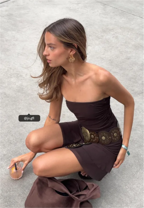 Vestido bandeau corto tul