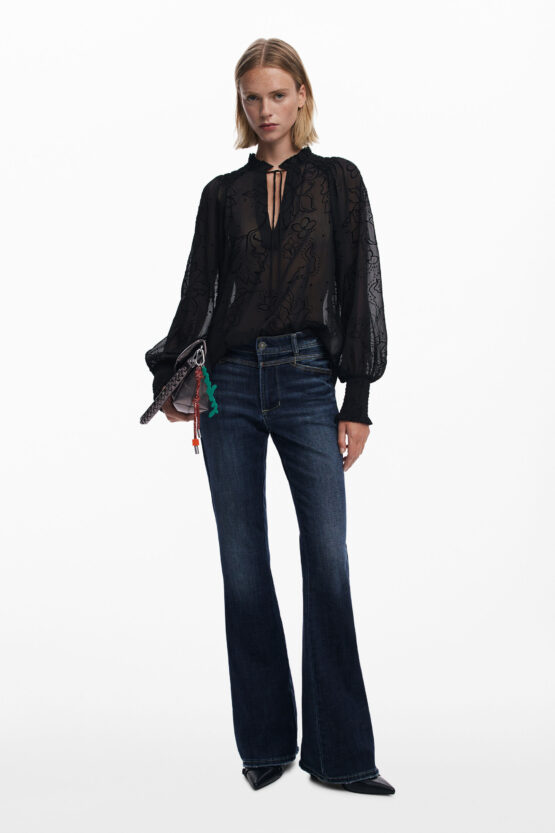 Flocked sheer blouse - Imagen 2