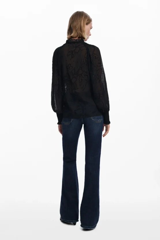 Flocked sheer blouse - Imagen 4
