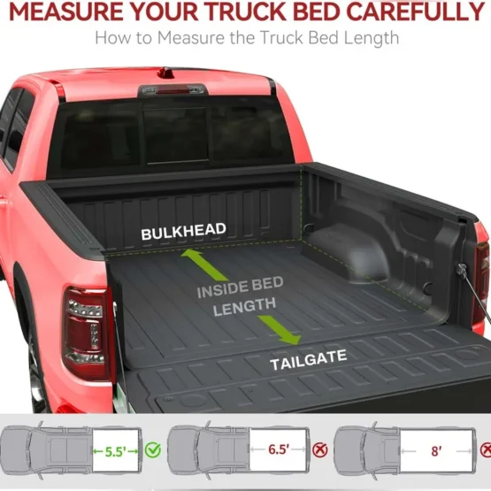 Quad-Fold Tonneau Bed Cover 5.5ft for 2015-2025 Ford F150  Waterproof, Durable, Easy Installation - Imagen 4