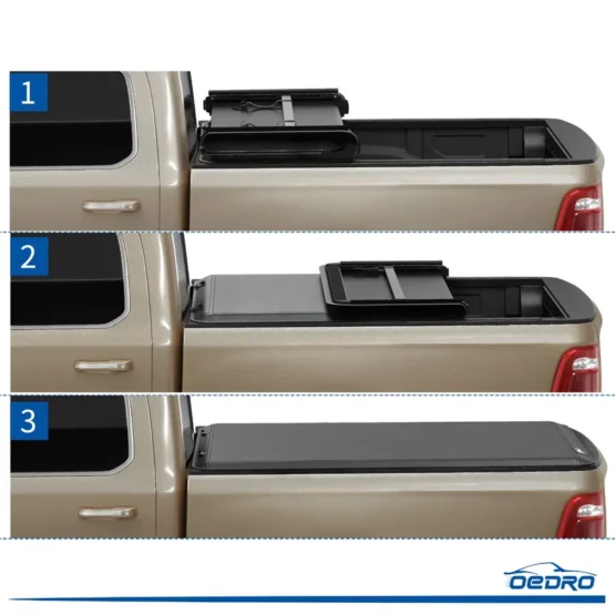 OEDRO Soft Tri-fold Truck Bed Tonneau Cover Compatible with Toyota Tacoma 2024 2025 with 5ft Bed,with Track Rail System(Excl. Trail) - Imagen 3