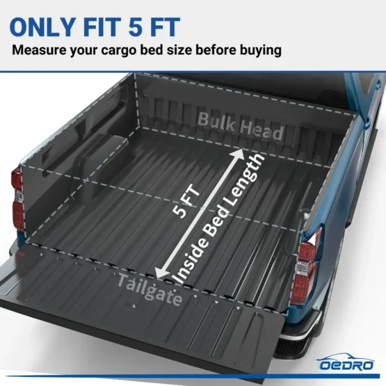 OEDRO Soft Tri-fold Truck Bed Tonneau Cover Compatible with Toyota Tacoma 2024 2025 with 5ft Bed,with Track Rail System(Excl. Trail) - Imagen 2