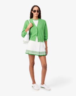 Falda Lacoste Plisada Blanca de Crepe Fluido para Mujer