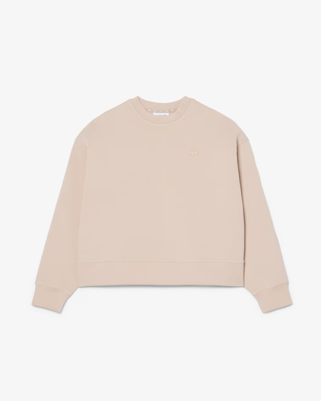 Sudadera Lacoste Beige Mujer Oversized de Tejido Doble Cara - Imagen 3